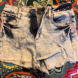 Splatter paint high waisted shorts